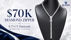 Diamond Zipper Necklace | 8.75 CT Diamonds in 14K White Gold
