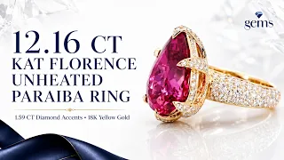 Unheated Paraiba Tourmaline Kat Florence Ring | 12.16 CT Portuguese Cut Collector Piece