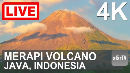 Mount Merapi Volcano Live 4K in Indonesia